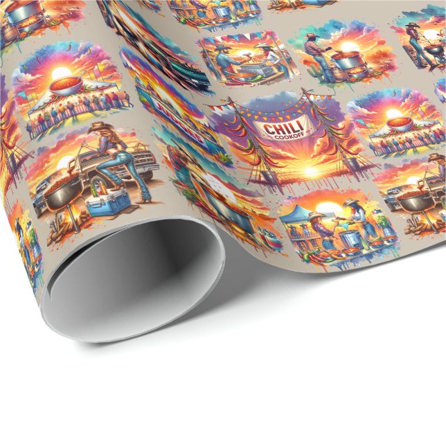 Westerna Chili Cookoff Scenes 1 Presentpapper (Rullad Hörn)