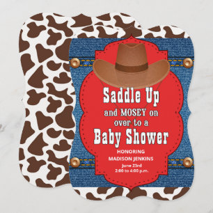 Westerna Cowboy Blue Baby Shower Inbjudningar