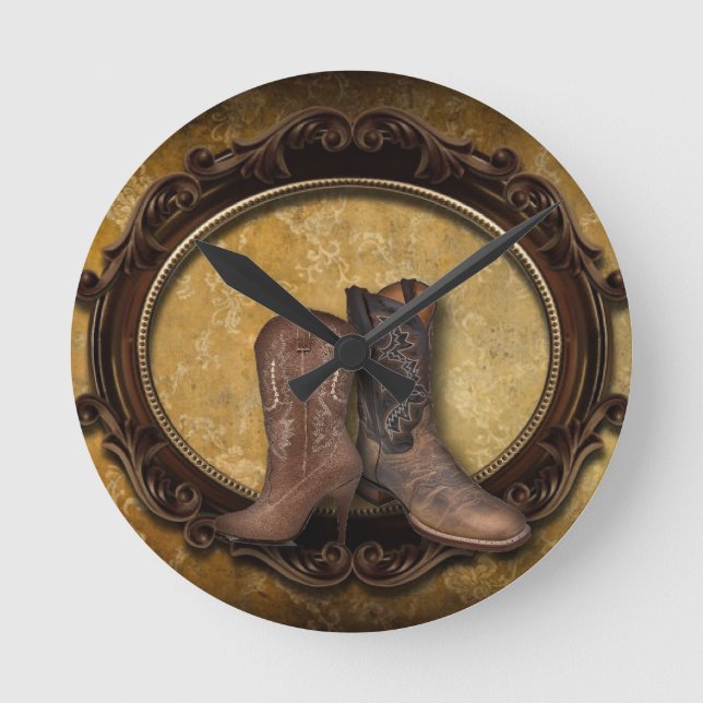 Westerna Cowboy Boot i land Rund Klocka (Framsida)