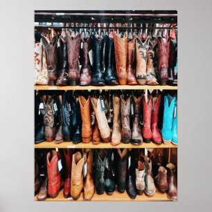 Westerna Cowboy Boots Americana Nashville Poster