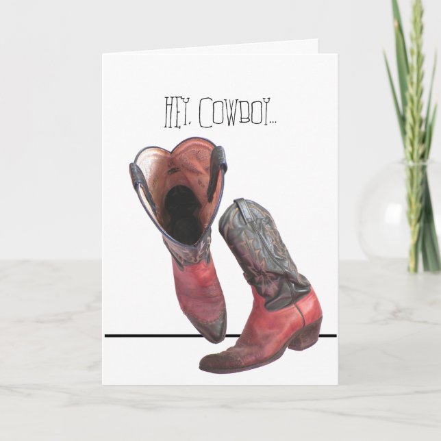 Westerna Cowboy Boots Birthday Kort (Framsida)