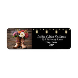 Westerna Cowboy Boots Blommigt Elegant bröllop Returadress Etikett