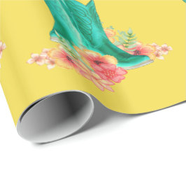 Westerna Cowboy Boots Flowers ANY FÄRG Backgrond Presentpapper