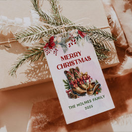 Westerna Cowboy Boots God jul Gift Märkres Presentetikett