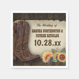 Westerna Cowboy Boots Solros Bröllop Napkins Pappersservett