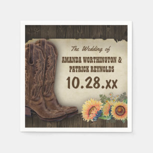 Westerna Cowboy Boots Solros Bröllop Napkins Pappersservett