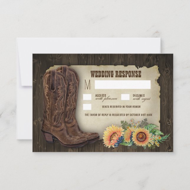 Westerna Cowboy Boots Solroskort Bröllop OSA (Framsida)