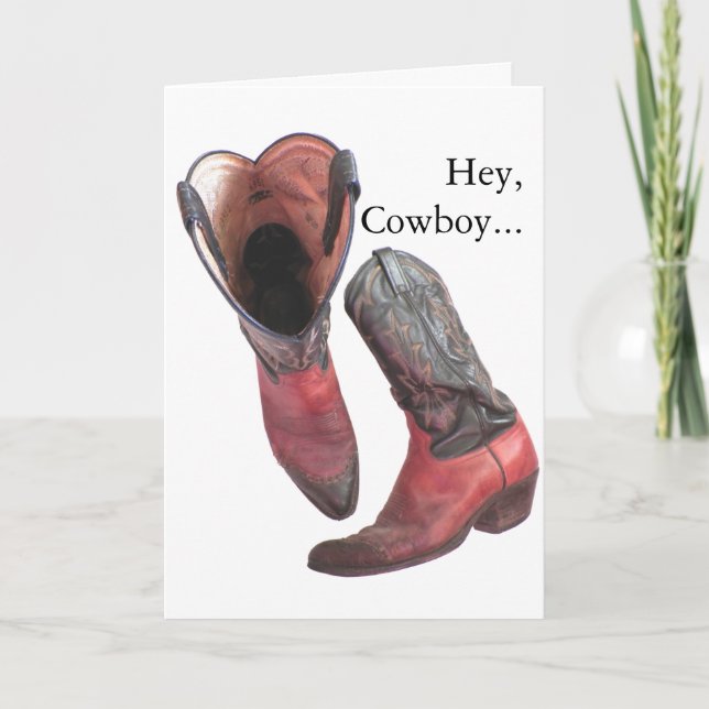 Westerna Cowboy Boots Valentine Helgkort (Framsida)