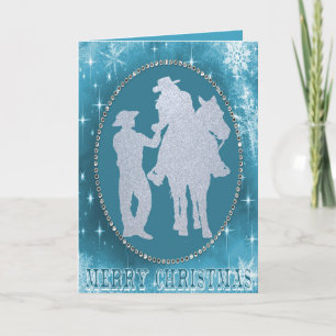 Westerna Cowboy Cowgirl Horse God jul Helgkort