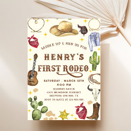 Westerna Cowboy First Rodeo 1:a födelsedagen Party Inbjudningar