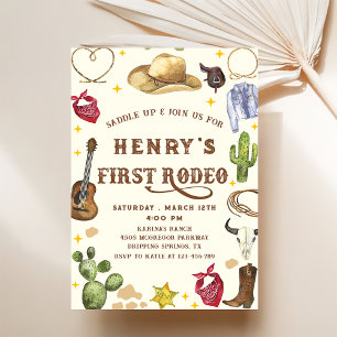 Westerna Cowboy First Rodeo 1:a födelsedagen Party Inbjudningar