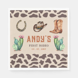 Westerna Cowboy First Rodeo Boys Birthday Pappersservett