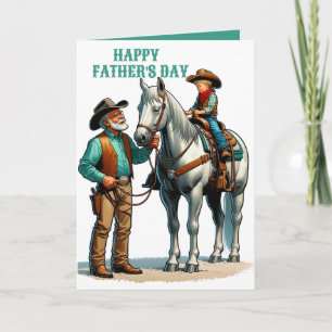 Westerna Cowboy Horse Child Lycklig Fars dag 4 Kort