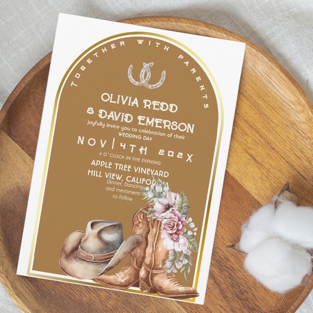 Westerna Cowboy Land Rustic Blommigt Bröllop Inbjudningar (Skapare uppladdad)