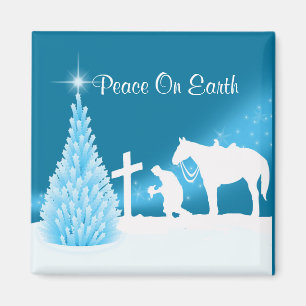 Westerna Cowboy Prayer i Winter Snö Magnet