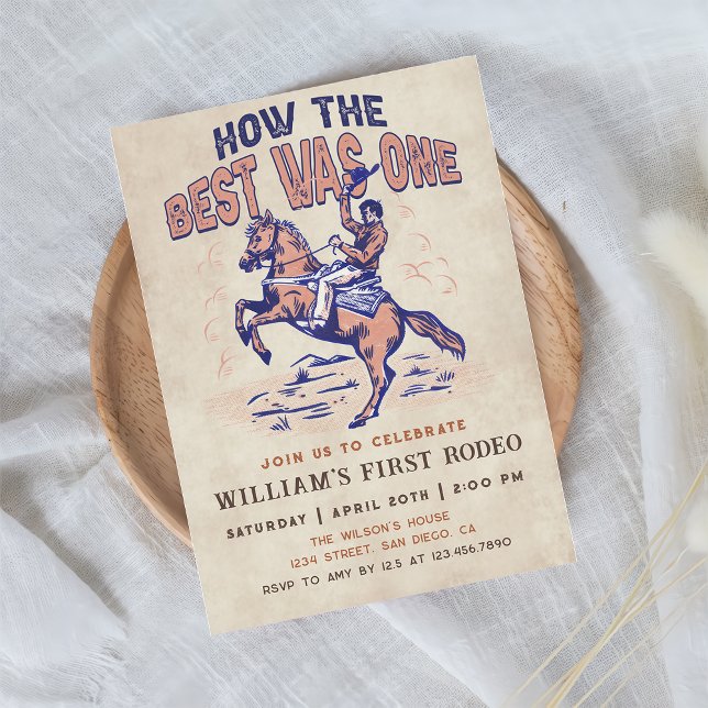 Westerna Cowboy Rodeo Birthday Hur det bästa var e Inbjudningar (Skapare uppladdad)