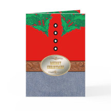 Westerna Cowboy Santa Bälte Buckle Red Shirt Jeans