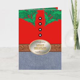 Westerna Cowboy Santa Bälte Buckle Red Shirt Jeans Kort