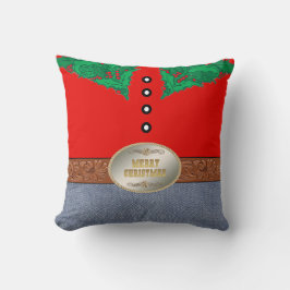 Westerna Cowboy Santa Bälte Buckle Red Shirt Jeans Kudde