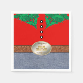 Westerna Cowboy Santa Bälte Buckle Red Shirt Jeans Pappersservett