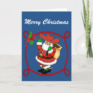 Westerna Cowboy Santa Helgkort