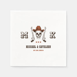 Westerna Cowboy Skull Monogram Boho-Landsbyggsbröl Pappersservett
