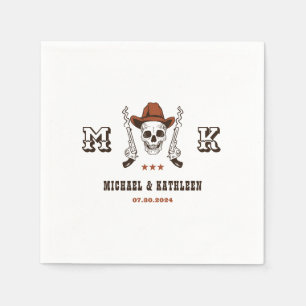 Westerna Cowboy Skull Monogram Boho-Landsbyggsbröl Pappersservett