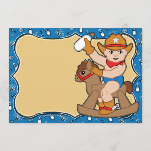 Westerna Cowboybaby showerinbjudningar Inbjudningar