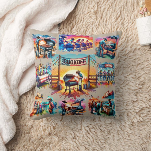 Westerna CowboyBBQ Cookoff Scenes 1 Kudde (Filt)