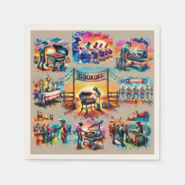 Westerna CowboyBBQ Cookoff Scenes 1 Pappersservett