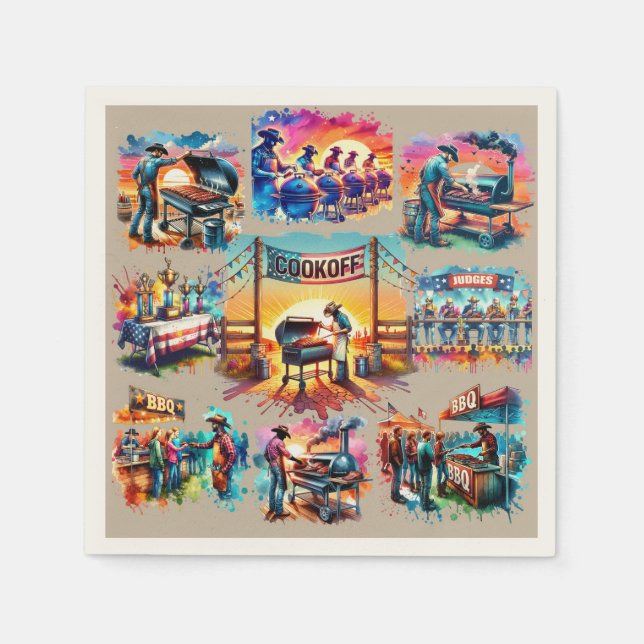 Westerna CowboyBBQ Cookoff Scenes 1 Pappersservett (Framsidan)