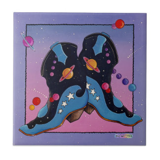 Westerna Cowboyboot Ceramic Tile Kakelplatta