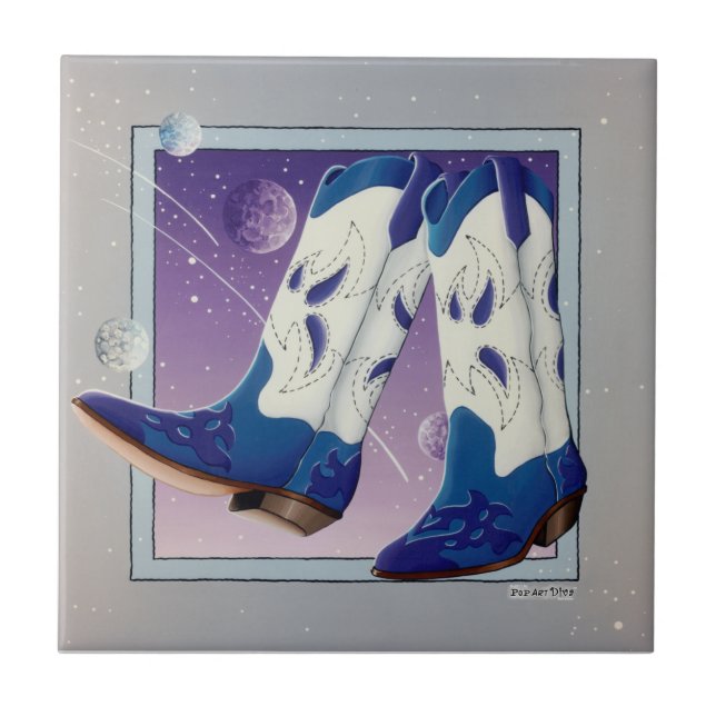 Westerna Cowboyboot Ceramic Tile Kakelplatta (Framsidan)