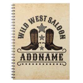 Westerna CowboyBoots ADD NAMN sheriff Spurs Saloon Anteckningsbok
