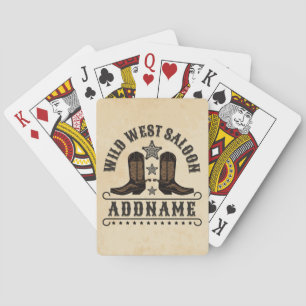 Westerna CowboyBoots ADD NAMN sheriff Spurs Saloon Casinokort