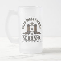 Westerna CowboyBoots ADD NAMN sheriff Spurs Saloon