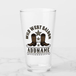 Westerna CowboyBoots ADD NAMN sheriff Spurs Saloon Glaskopp