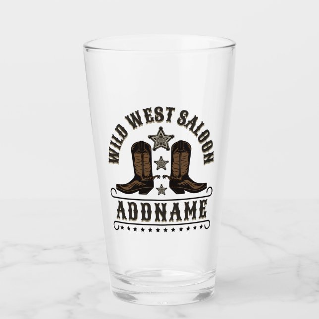 Westerna CowboyBoots ADD NAMN sheriff Spurs Saloon Glaskopp (Framsida)