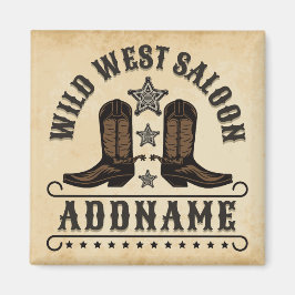 Westerna CowboyBoots ADD NAMN sheriff Spurs Saloon Magnet