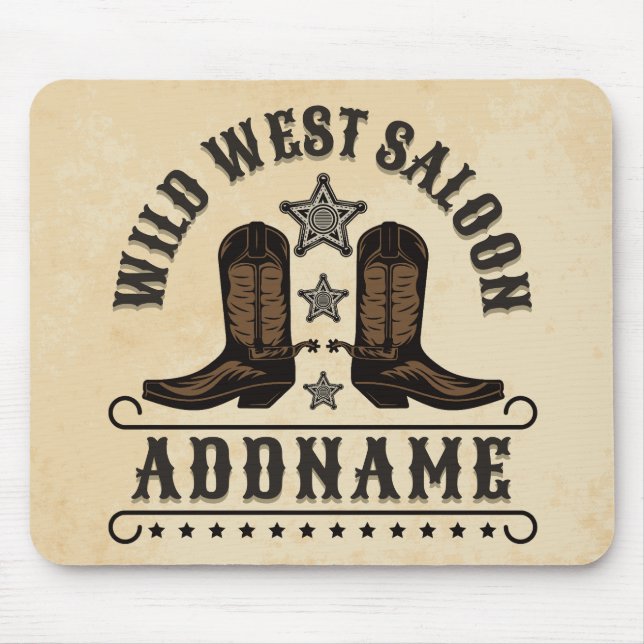 Westerna CowboyBoots ADD NAMN sheriff Spurs Saloon Musmatta (Framsidan)