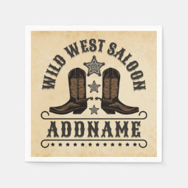 Westerna CowboyBoots ADD NAMN sheriff Spurs Saloon Pappersservett
