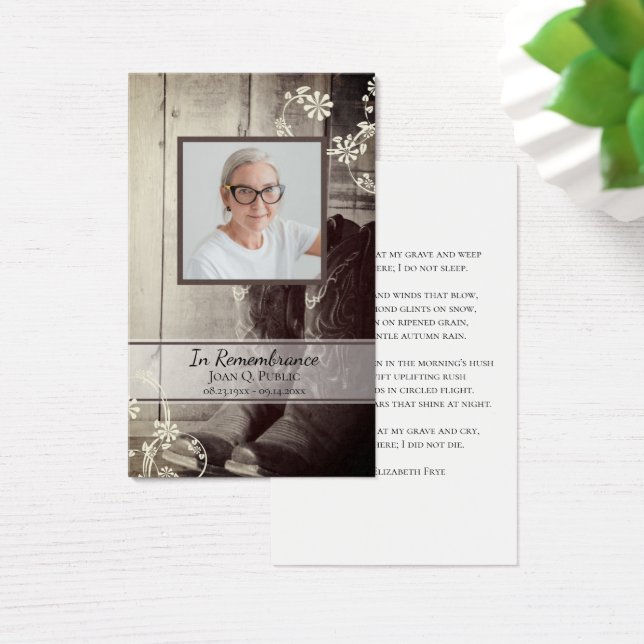 Westerna CowboyBoots Funeral Memorial Prayer Visitkort (Skivbord)