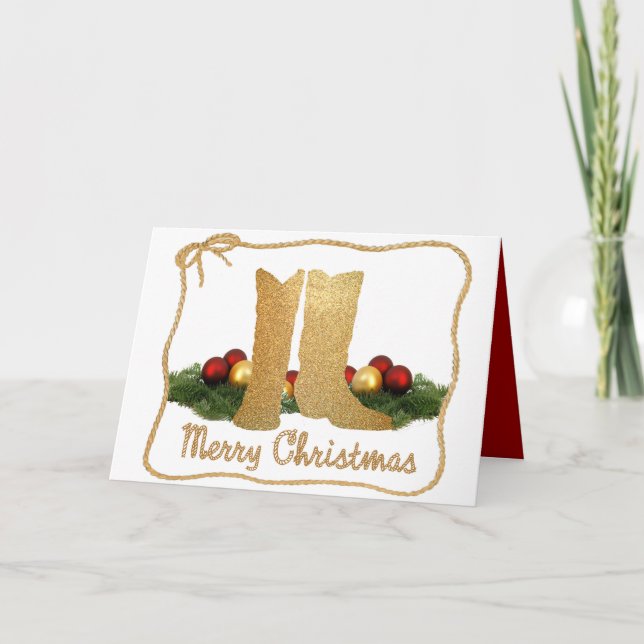 Westerna CowboyBoots Garland Rope God jul Helgkort (Framsida)