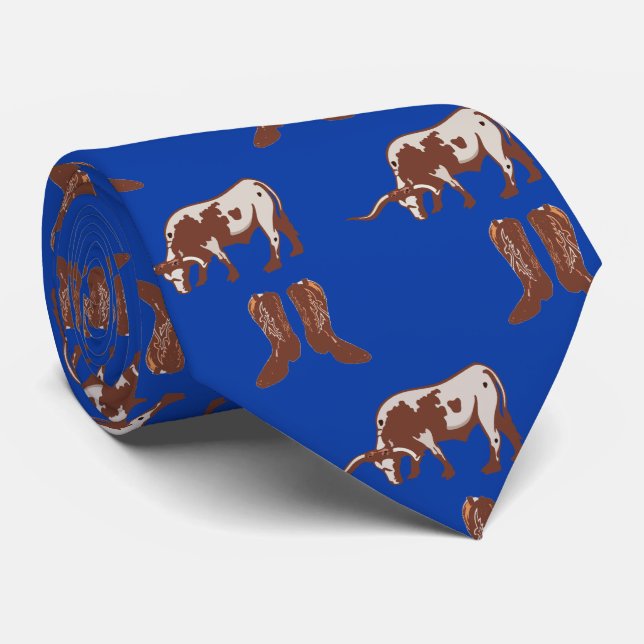 Westerna CowboyBoots Longhorn Steer Necktie Slips (Rullad)