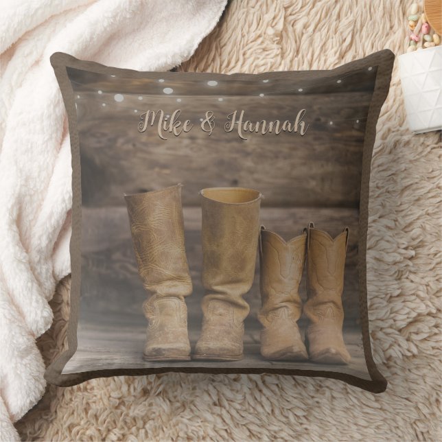 Westerna CowboyBoots Rustic Barn Monogram Kudde (Filt)