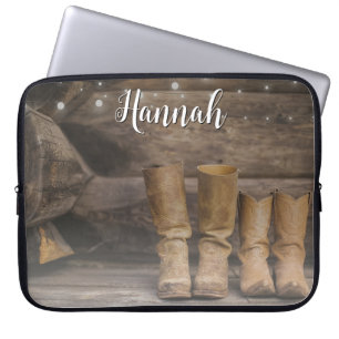 Westerna CowboyBoots Rustic Barn Monogram Laptop Fodral