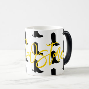 Westerna CowboyBoots Spurs Silhouette Mönster NAMN Magisk Mugg