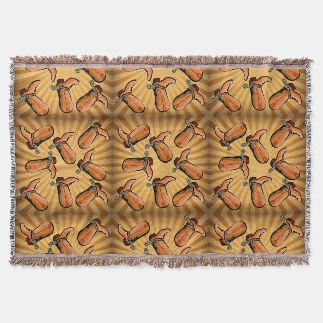 Westerna CowboyBoots Throw Blanket Filt (Framsidan)