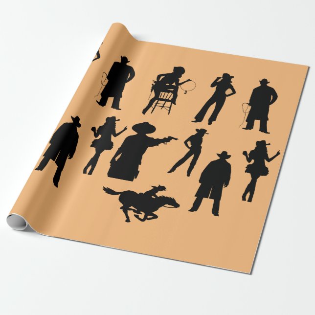westerna cowboycowboys, rodeo silhouettes presentpapper (Utrullad)