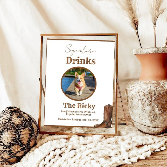 Westerna Cowboyen Hund namnteckning drycker i bröl Poster (Skapare uppladdad)